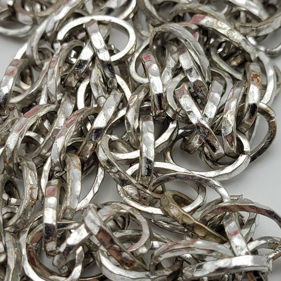 Crown Trifari Silver Tone Heavy Woven Chain Statement Necklace 31" Toggle Clasp - Picture 5 of 6